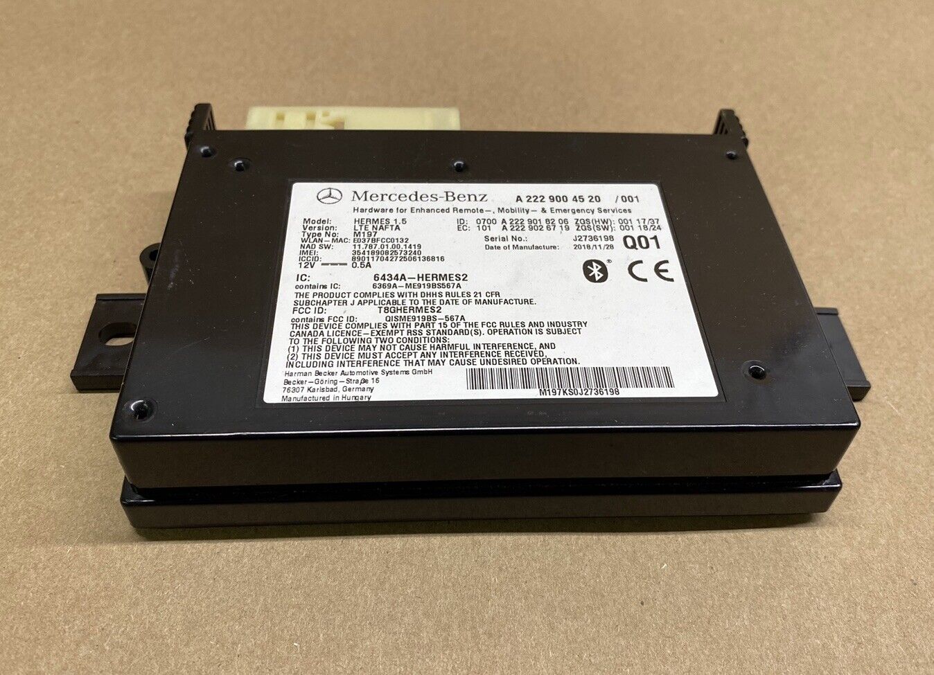 Mercedes Mobile Bluetooth Communication Module A2229004520