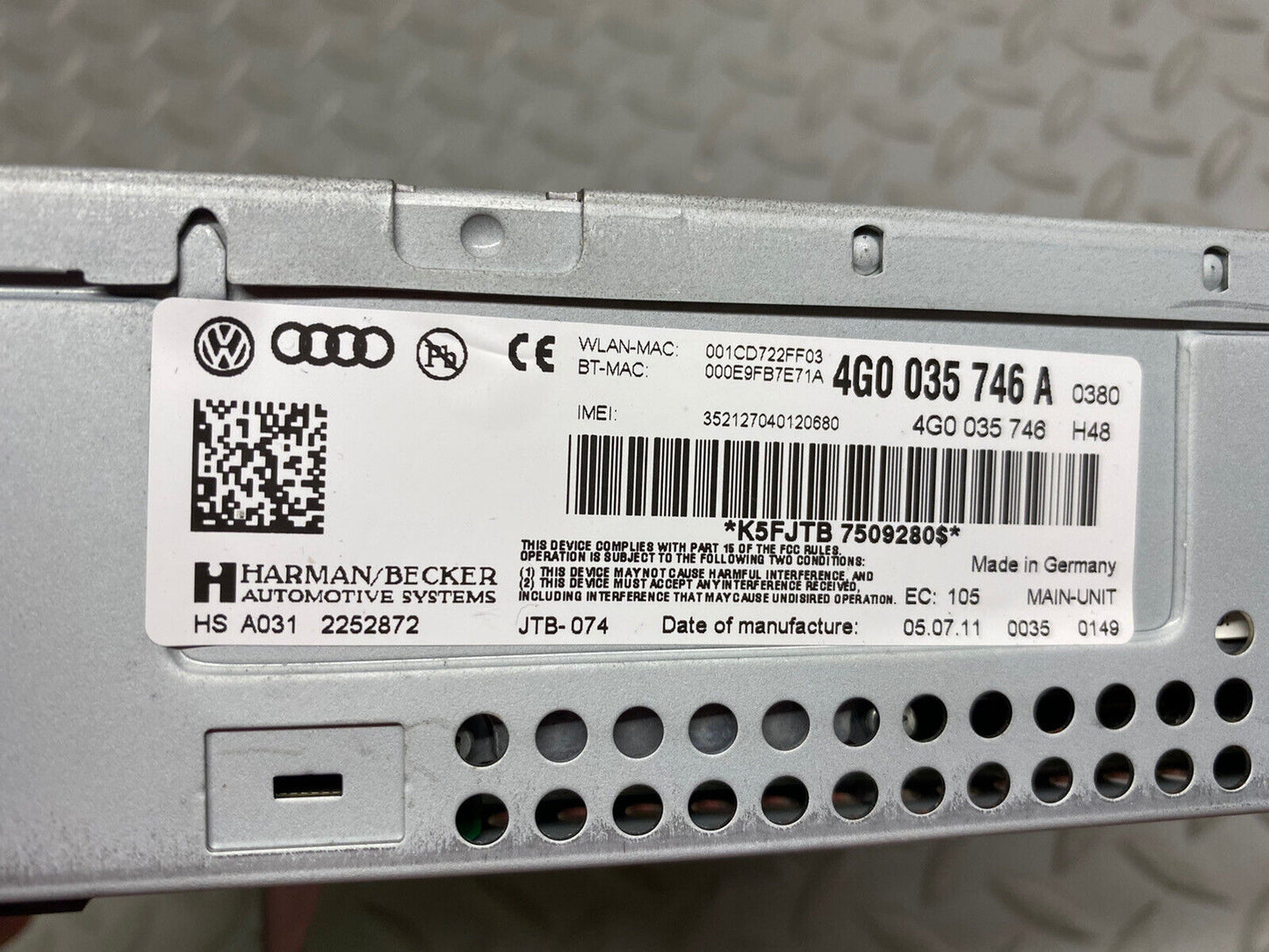 11 12 13 AUDI A6 S6 A7 S7 MULTIMEDIA CONTROL UNIT MMI INTERFACE 4G0035746 A