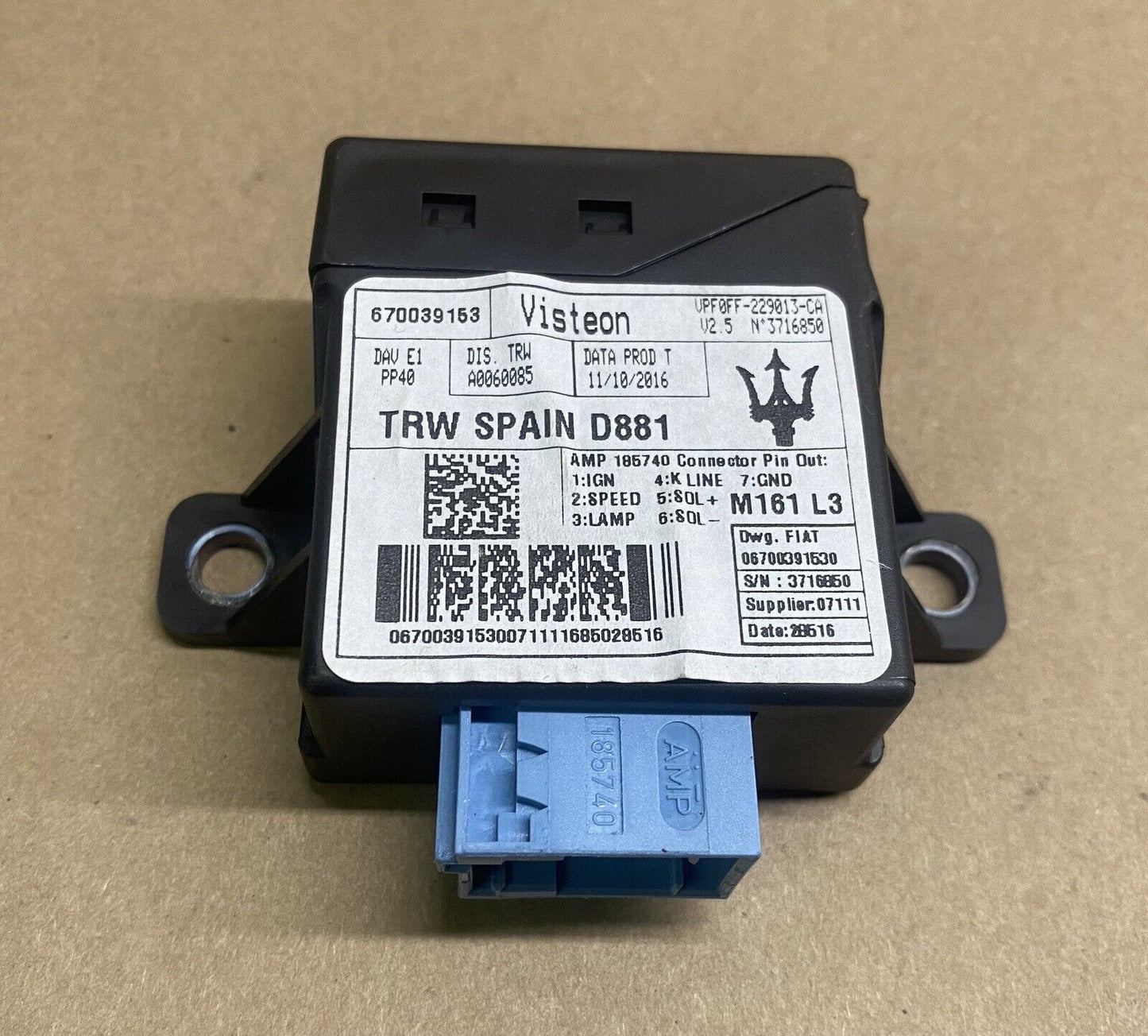 2017-2022 MASERATI LEVANTE POWER STEERING CONTROL MODULE UNIT 670039153