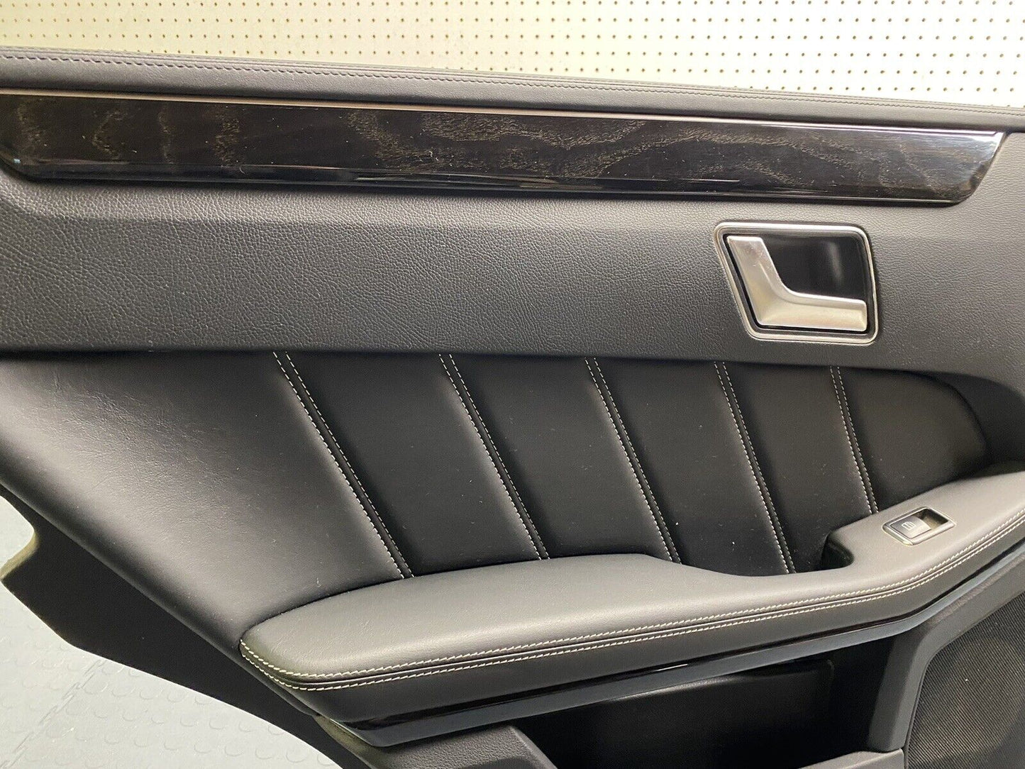 14-16 Mercedes W212 E63 AMG Rear Left Side Interior Door Panel Ash Black Wood