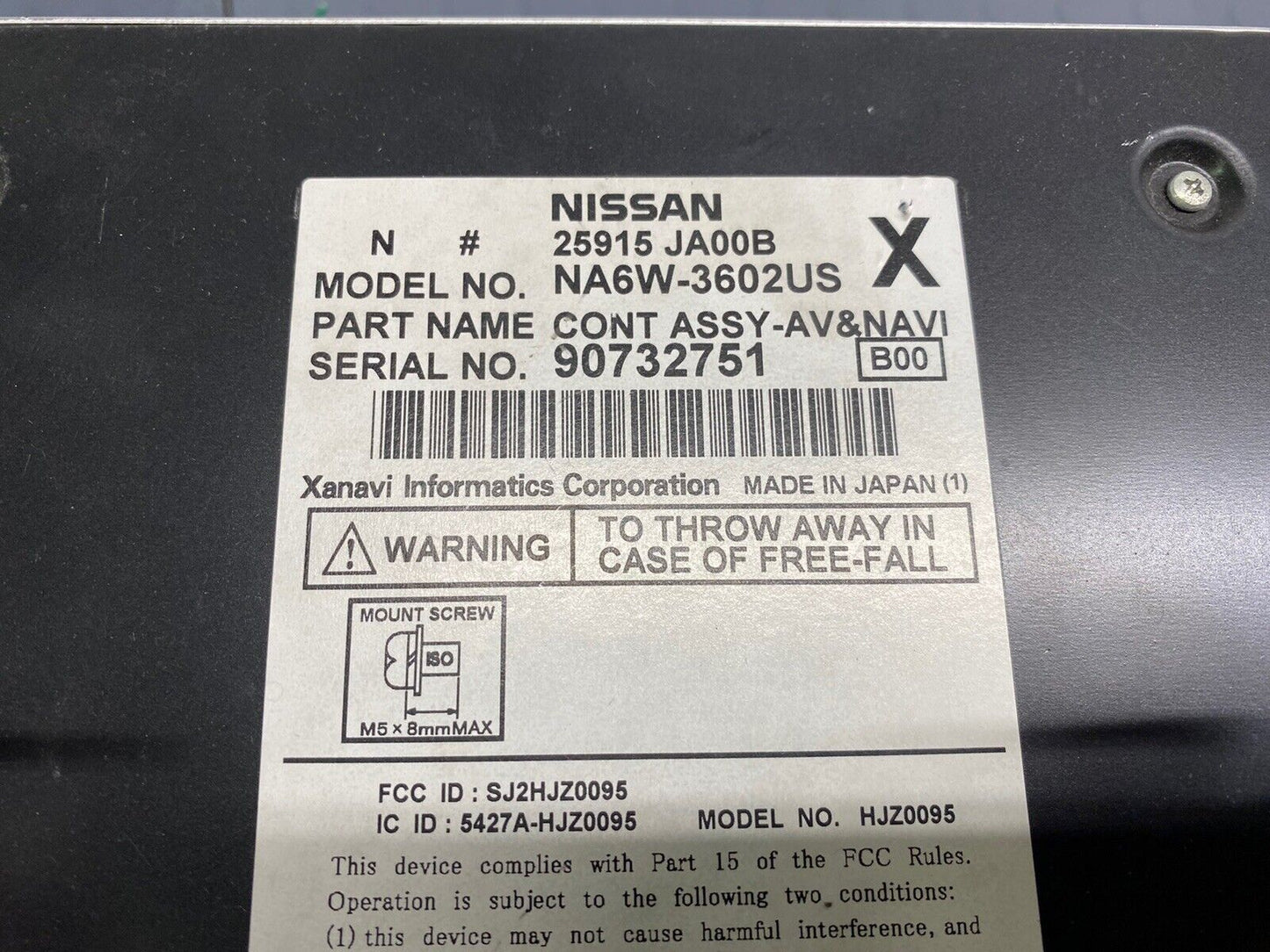 07 08 09 NISSAN ALTIMA BOSE NAVIGATION RADIO & CLIMATE CONTROL COMPLETE TESTED