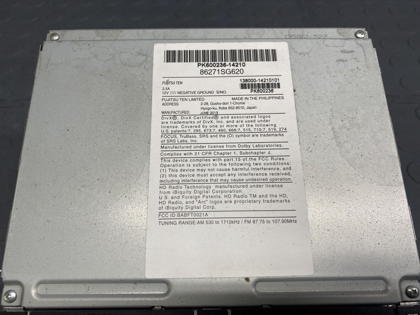 2012 - 2015 SUBARU Forester Impreza CD Navigation Radio Receiver 86271CA620