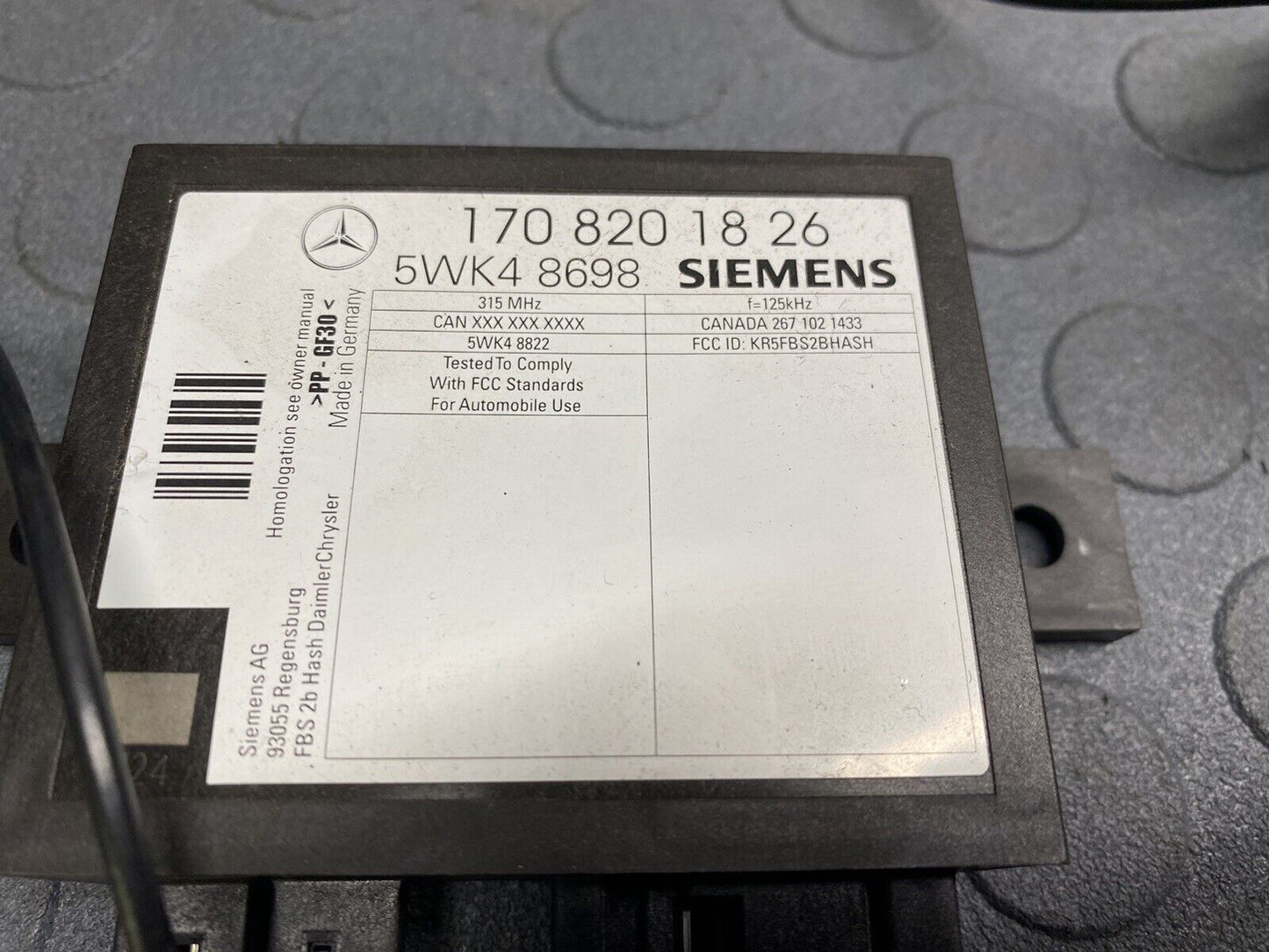 R170 01-04 Mercedes SLK Crossfire Ignition Immobilizer Control Module 1708201826