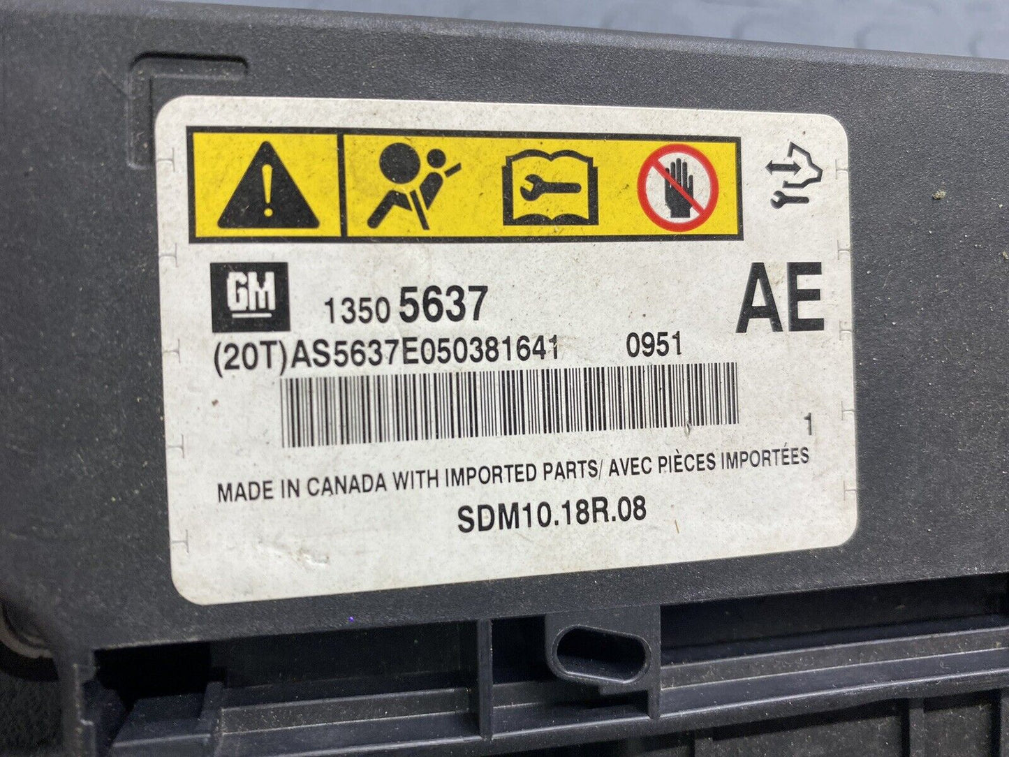 2011 CHEVROLET CRUZE SDM CONTROL MODULE 13505637 NO CODES! CLEAR! OEM 11