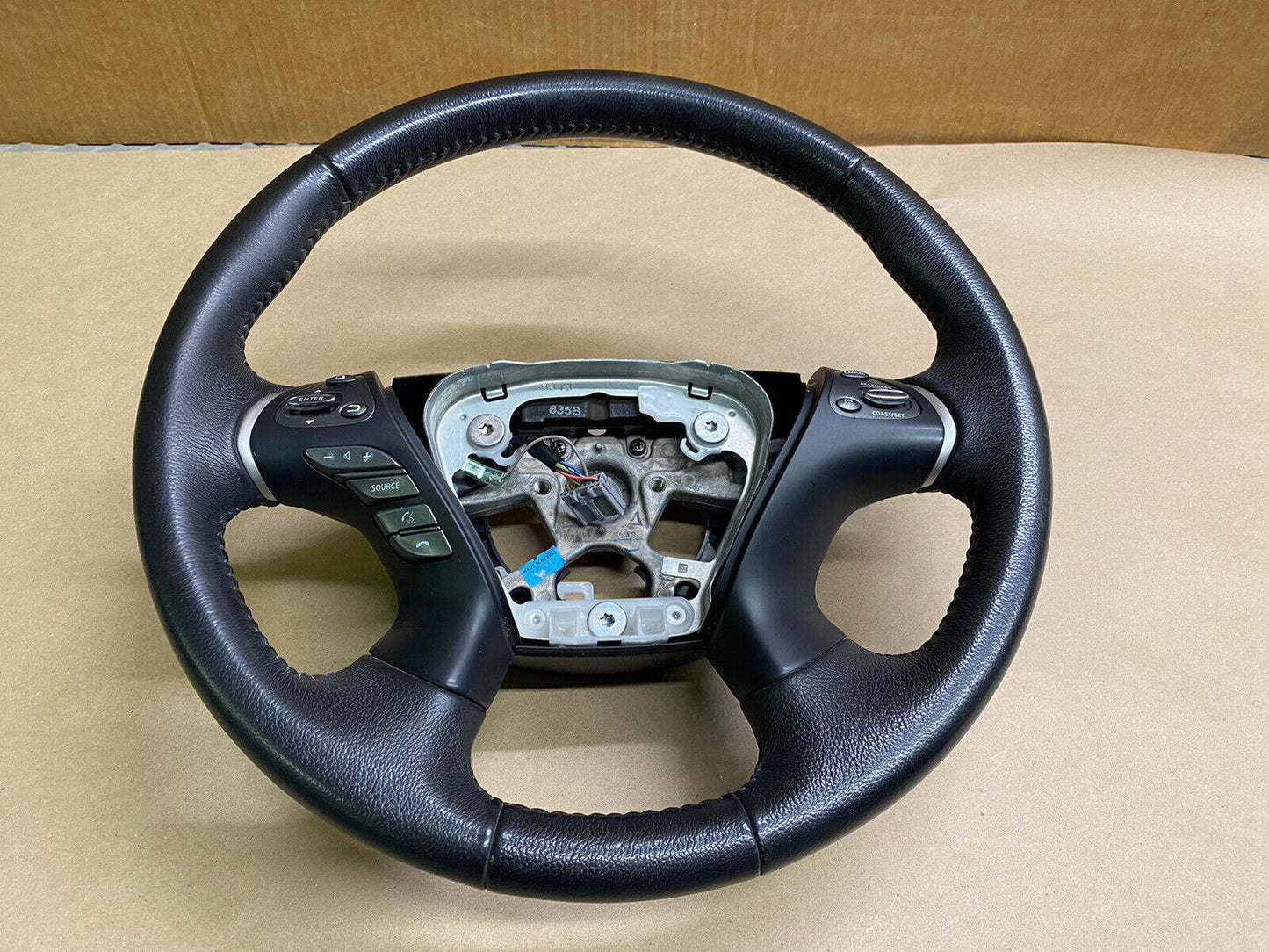 STEERING WHEEL BLACK LEATHER WRAPPED NISSAN PATHFINDER 2014 2015 2016