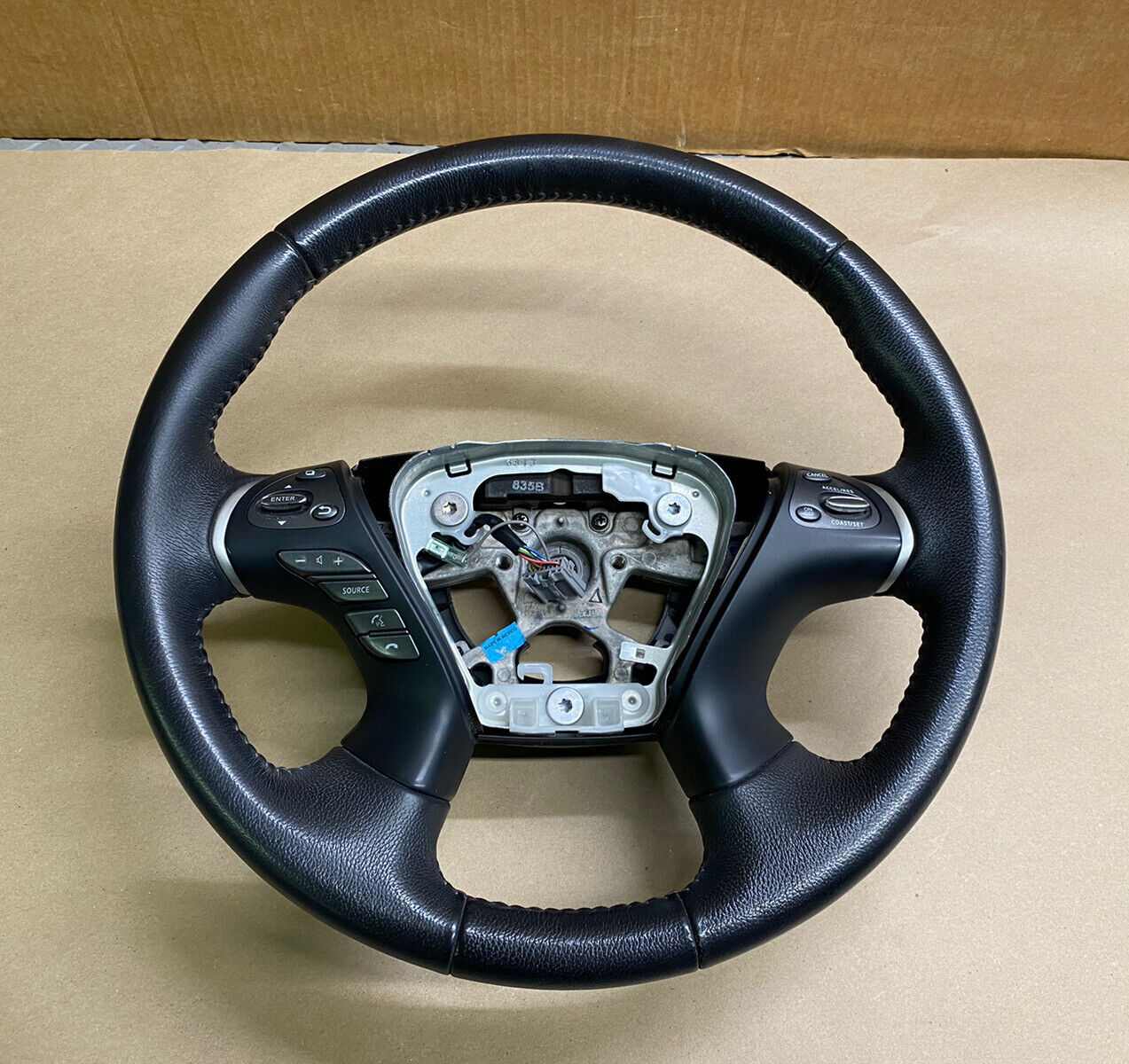 STEERING WHEEL BLACK LEATHER WRAPPED NISSAN PATHFINDER 2014 2015 2016