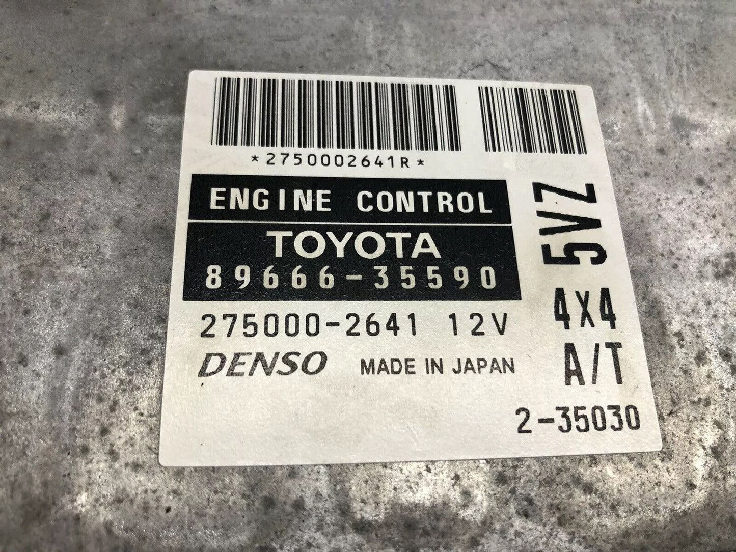 02 TOYOTA 4RUNNER 6CYL 3.4L 4X4 AUTO ECU ECM ENGINE COMPUTER  MODULE 89666-35590