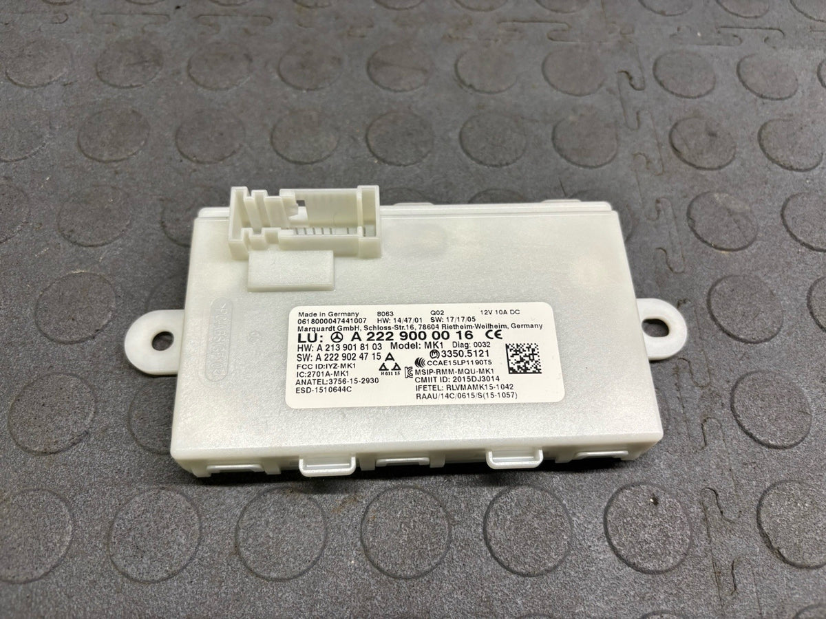 2018 MERCEDES W213 E63 KEYLESS ENTRY CONTROL MODULE OEM A2229000016
